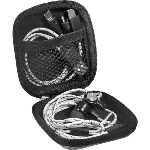 Altitude Orleans 3-In-1 Connector Cable & Earbuds Grey Open